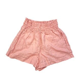 Anthropolgie Cloth & Stone Linen Shorts, Size Small, Elastic Waist, Peach